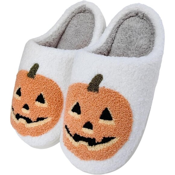 Warm and Fluffy Cartoon Pumpkin Slippers for Stylish Indoor Relaxation - Picture 1 of 7